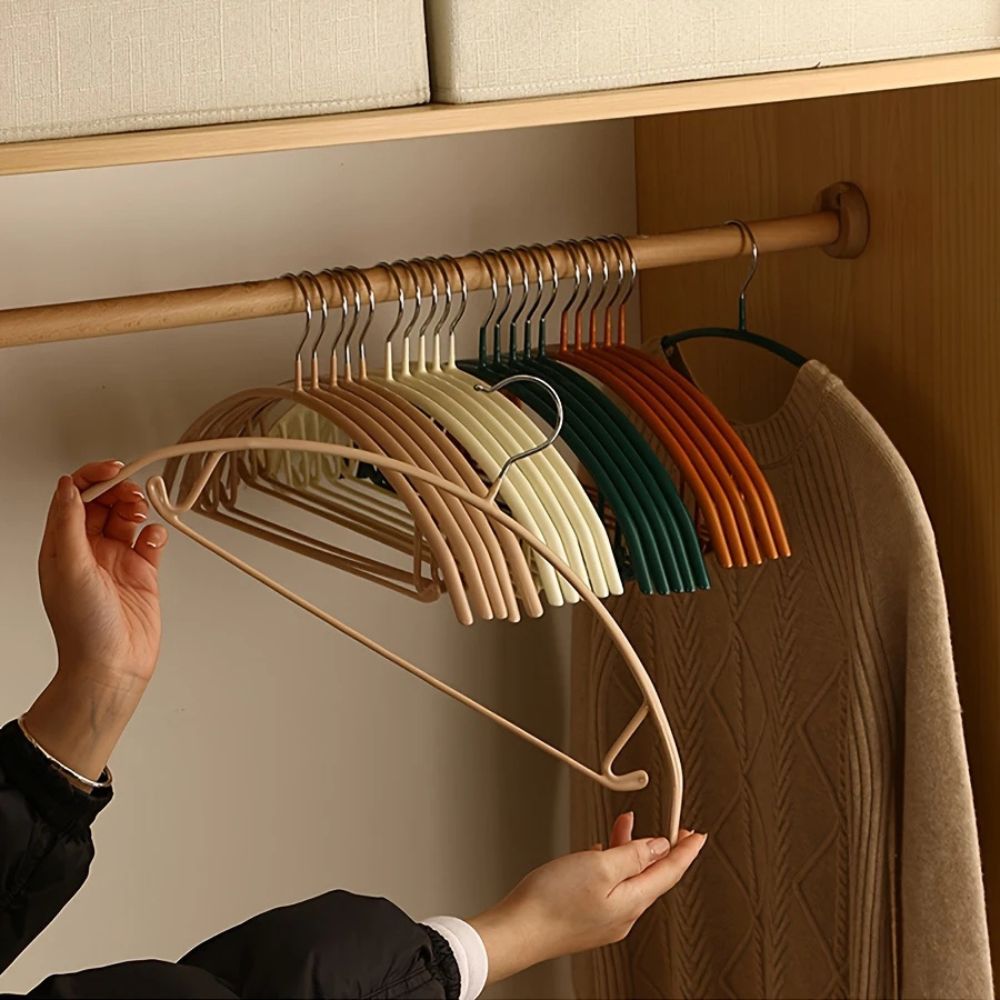 Soft-Touch Ergonomic Clothes Hangers for Organized Wardrobe