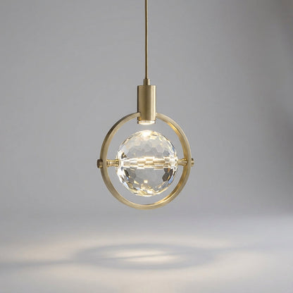 Crystal-Embellished LED Ring Pendant Light for Contemporary Decoration