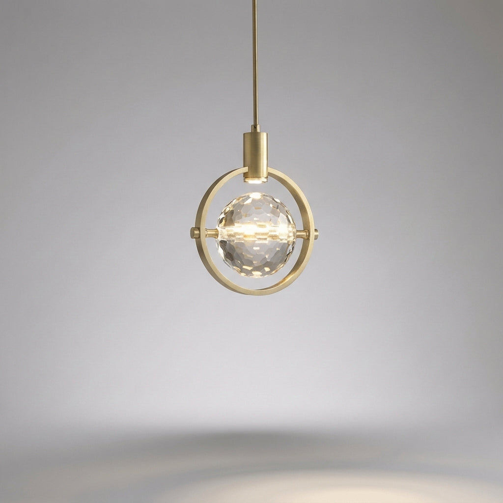 Crystal-Embellished LED Ring Pendant Light for Contemporary Decoration