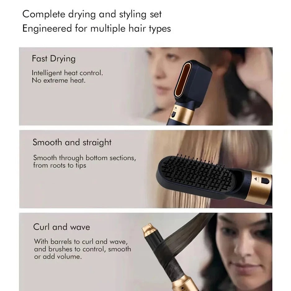 Ionic Hot Air Brush - 5 Functions for Frizz-Free Hair - 1000W