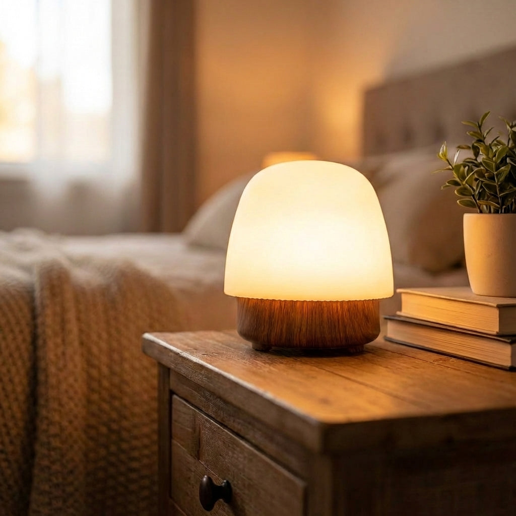 Adjustable Brightness and Color Table Lamp – Cozy Metal and Glass Design