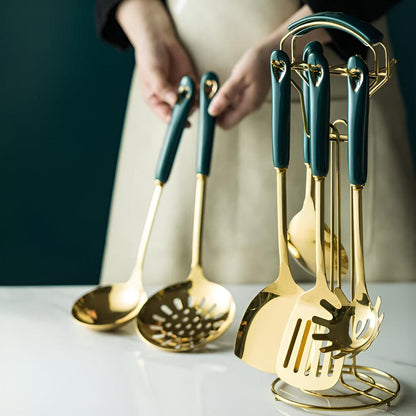Complete Kitchen Collection of Stainless Steel Cooking Utensils with Ergonomic Handle