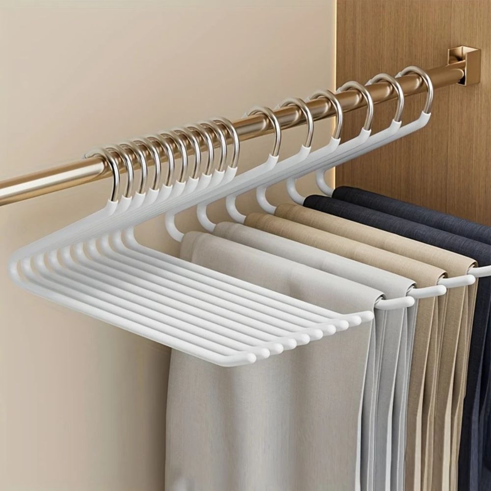 Closet Organizer with Goose Neck Design - Stainless Steel Pants Hanger
