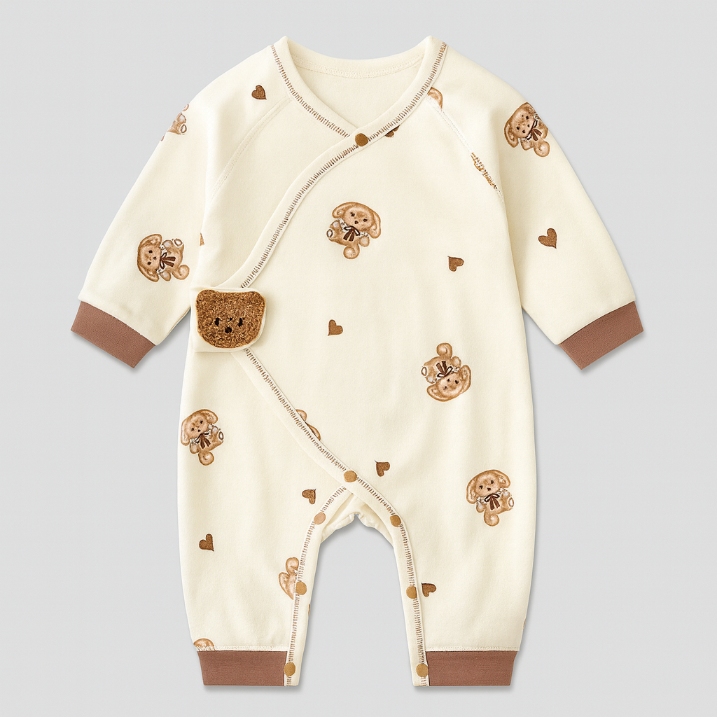 Baby Sleepsuit with Bear Print Footie