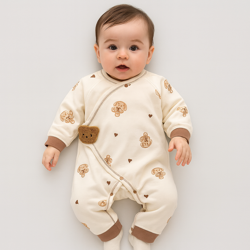 Baby Sleepsuit with Bear Print Footie