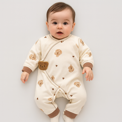 Baby Sleepsuit with Bear Print Footie