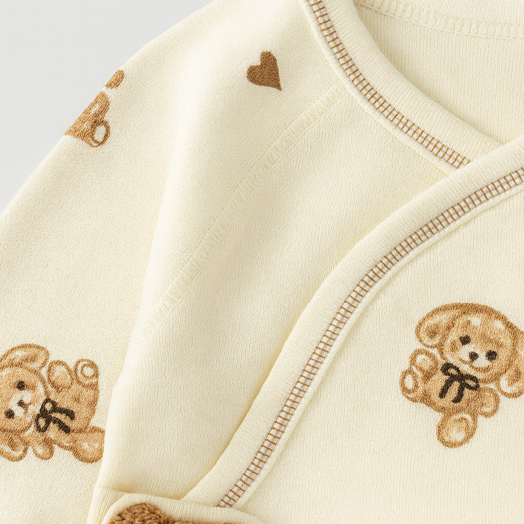 Baby Sleepsuit with Bear Print Footie