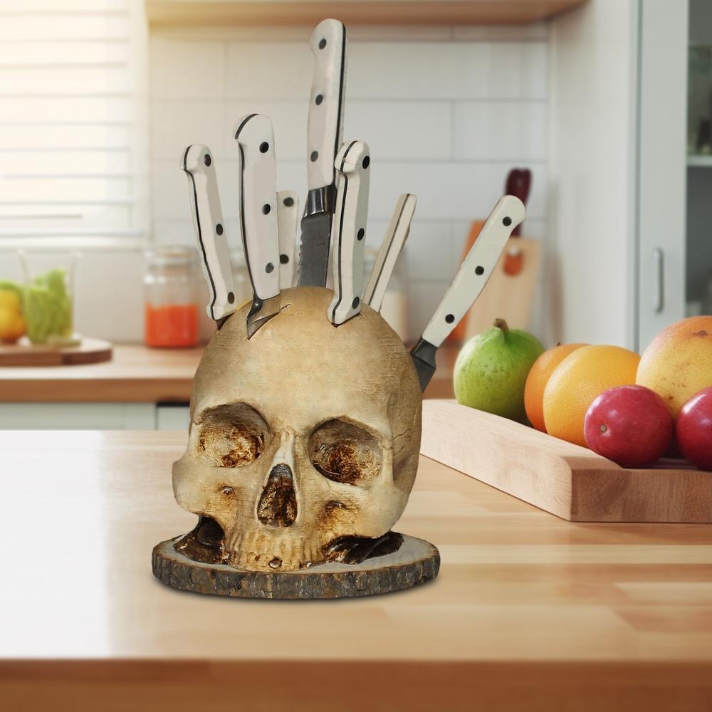 Artisan Skull Knife Stand – Distinctive Gothic Kitchen Organizer