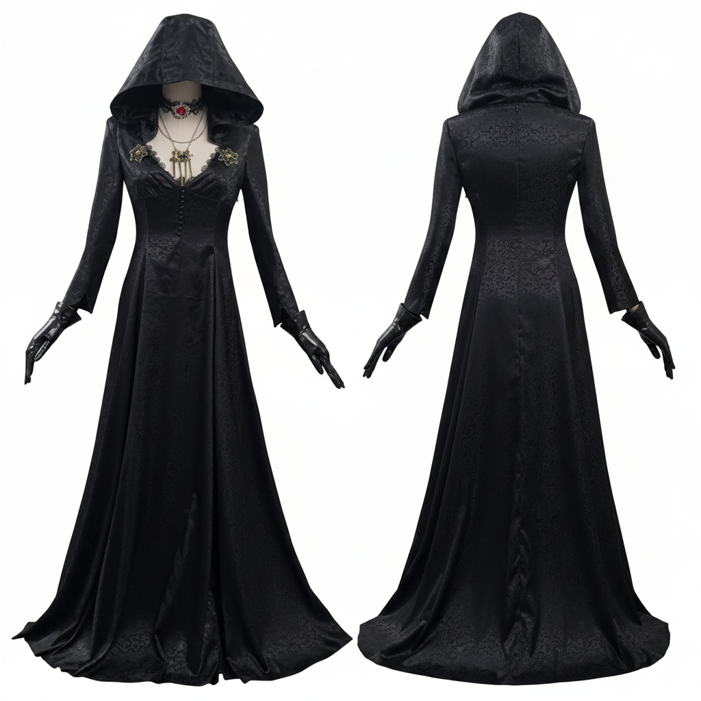 Gothic Vampire Costume for Adults - Hooded Dress with Accessories