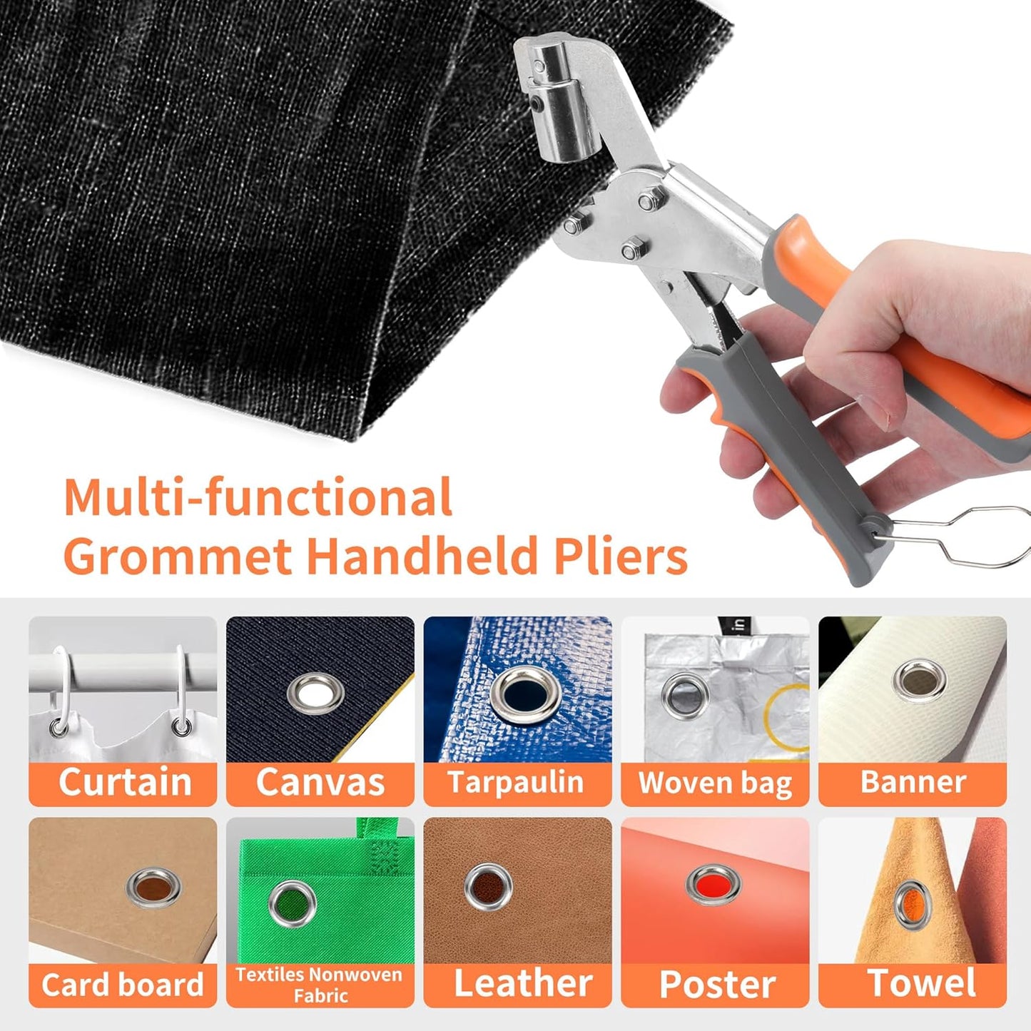 Eyelet Tool Kit with Dual Leverage for Simple Grommet Fitting