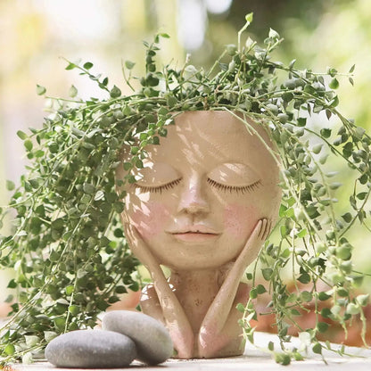 Charming Ceramic Planter with Whimsical Face for Mini Plants