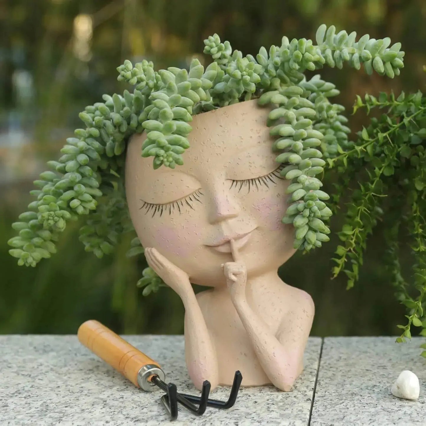 Charming Ceramic Planter with Whimsical Face for Mini Plants