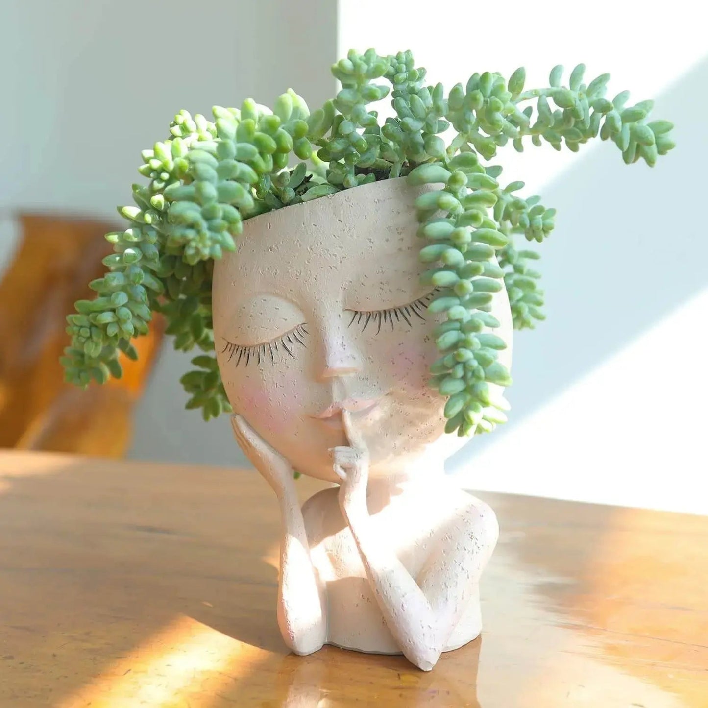 Charming Ceramic Planter with Whimsical Face for Mini Plants
