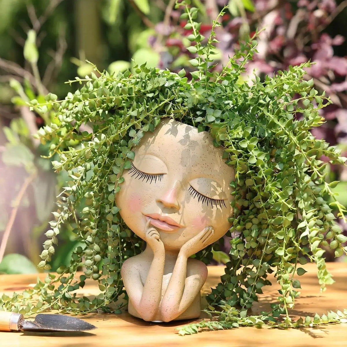 Charming Ceramic Planter with Whimsical Face for Mini Plants