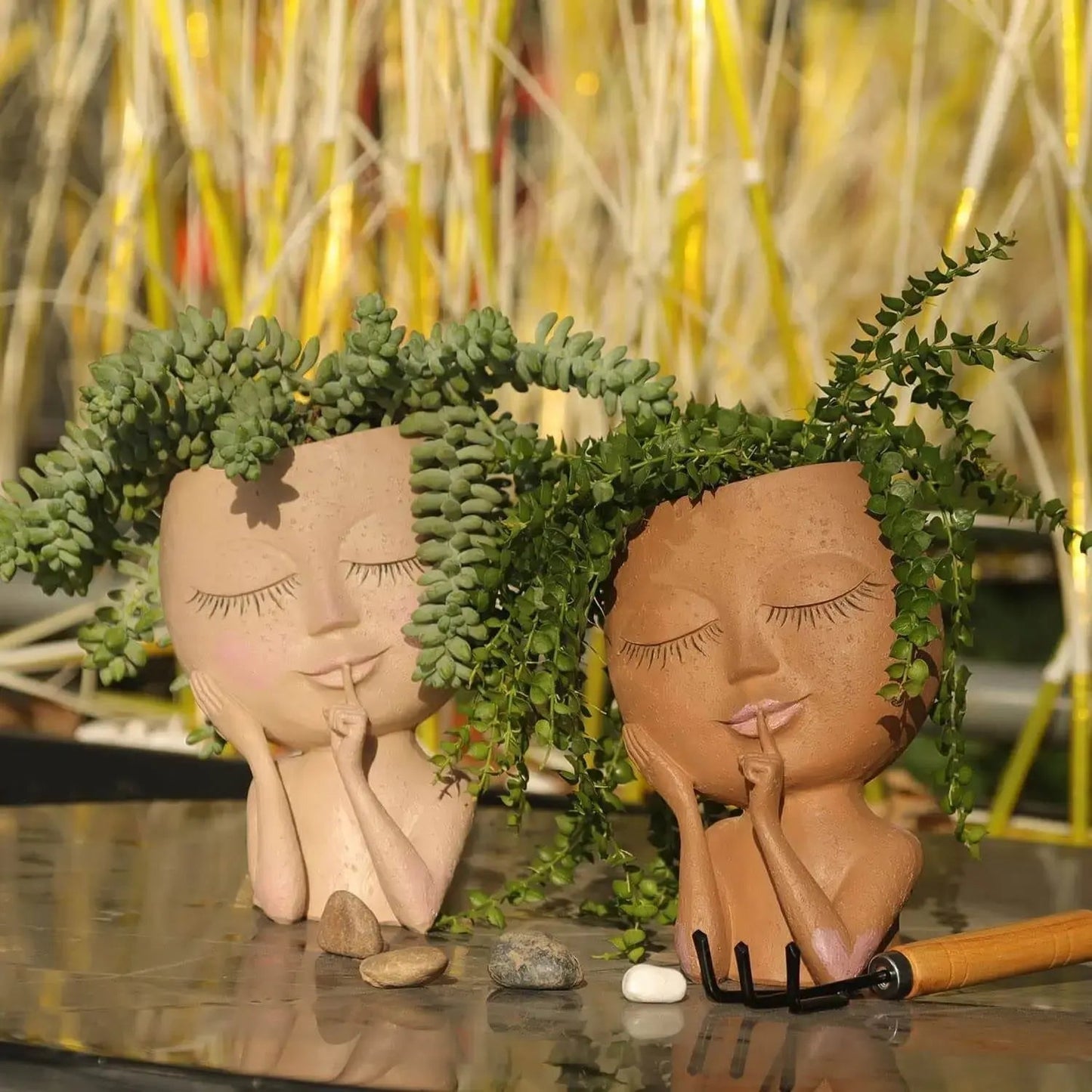 Charming Ceramic Planter with Whimsical Face for Mini Plants