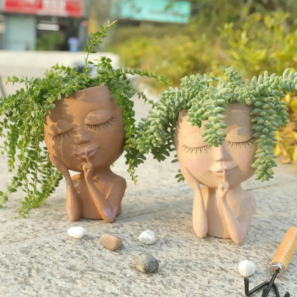 Charming Ceramic Planter with Whimsical Face for Mini Plants