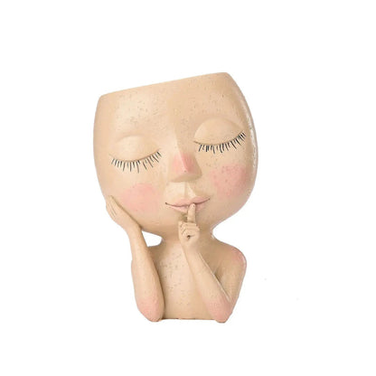 Charming Ceramic Planter with Whimsical Face for Mini Plants