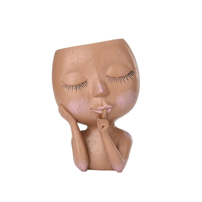 Charming Ceramic Planter with Whimsical Face for Mini Plants