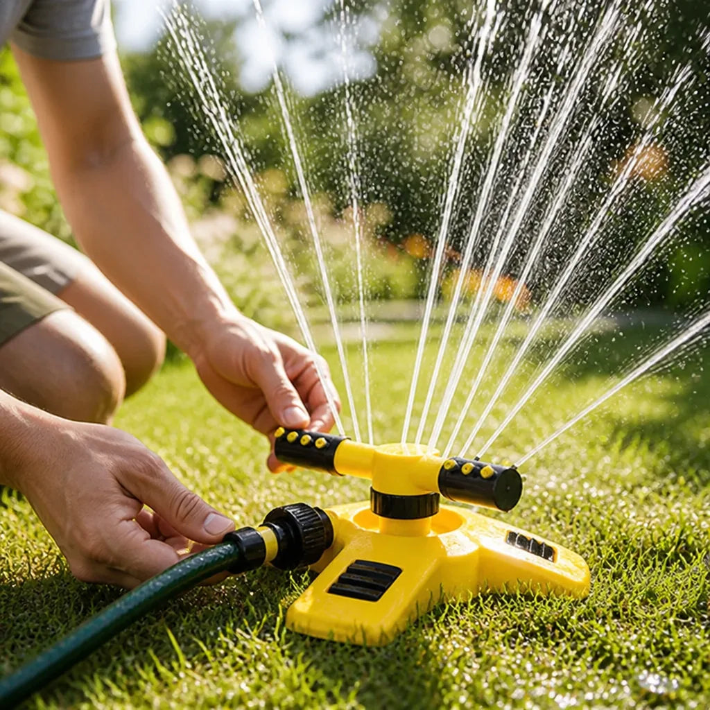 360° Rotating & Adjustable Spray Lawn Sprinkler (Weighted Base)