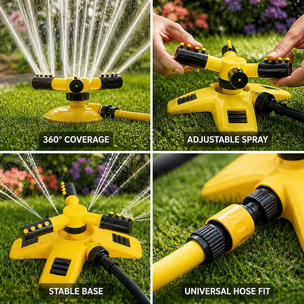 360° Rotating & Adjustable Spray Lawn Sprinkler (Weighted Base)