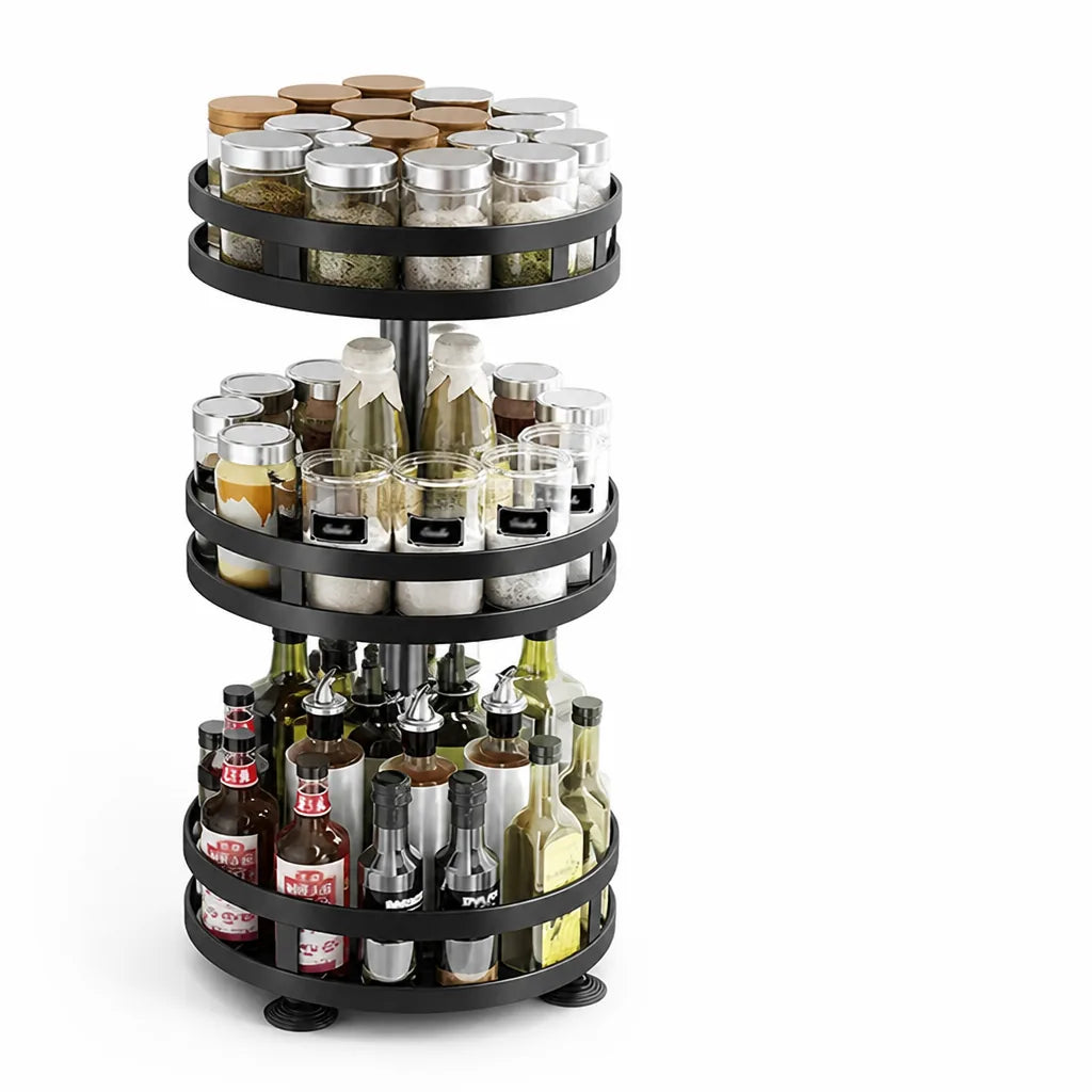 Adjustable Height Spice Rack (360° Rotating Turntable)