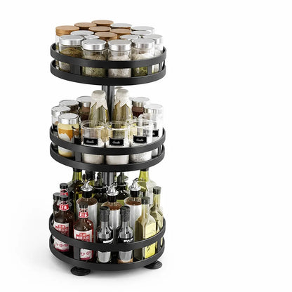 Adjustable Height Spice Rack (360° Rotating Turntable)