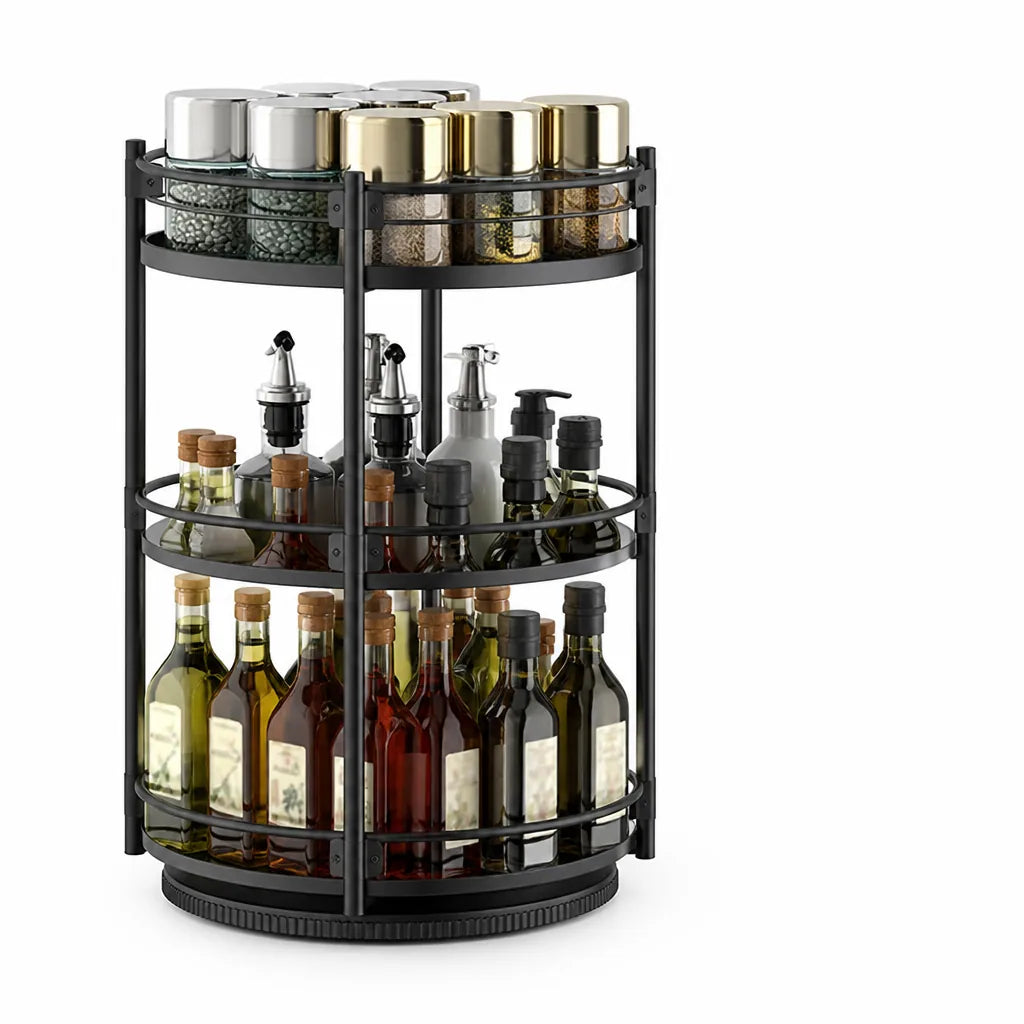 Adjustable Height Spice Rack (360° Rotating Turntable)