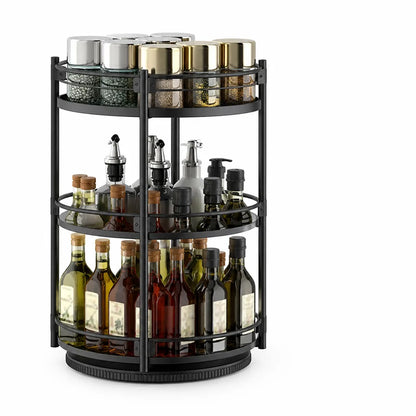 Adjustable Height Spice Rack (360° Rotating Turntable)