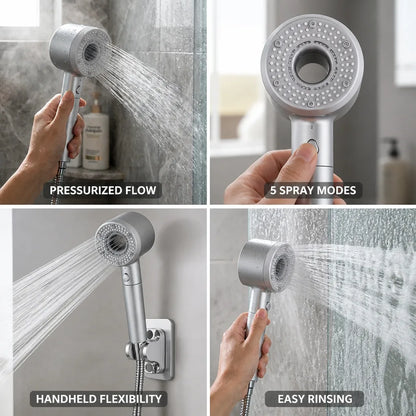 Adjustable High-Pressure 5-Mode Handheld Shower Head