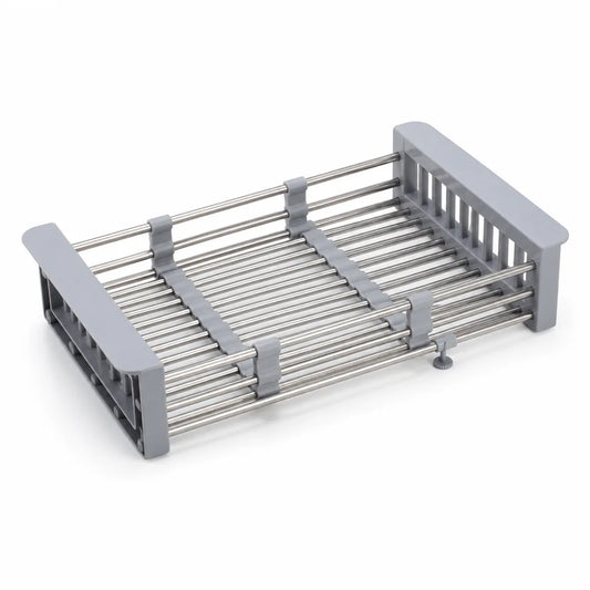Adjustable Over-Sink Stainless Steel Dish Drying Rack (Anti-Slip)