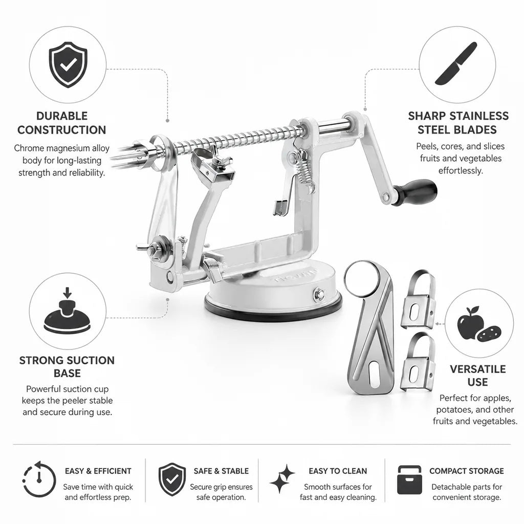 Apple Peeler Corer & Slicer Stainless Steel Suction Cup