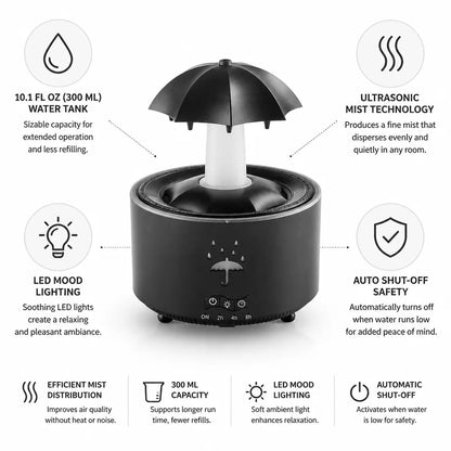 Aroma Diffuser Ultrasonic 300ml LED Light & Auto Shut-Off
