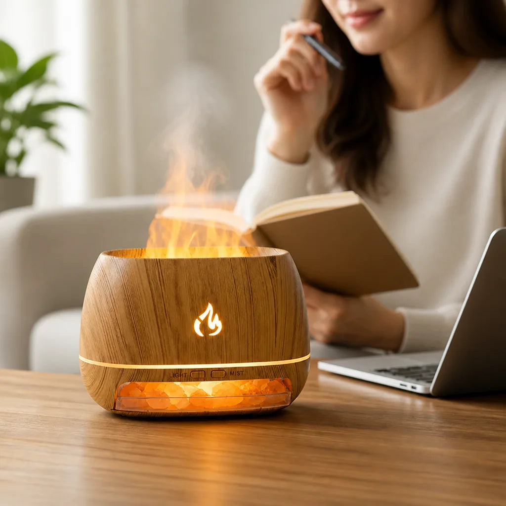 Aroma Diffuser Ultrasonic Humidifier & LED Flame 240ml