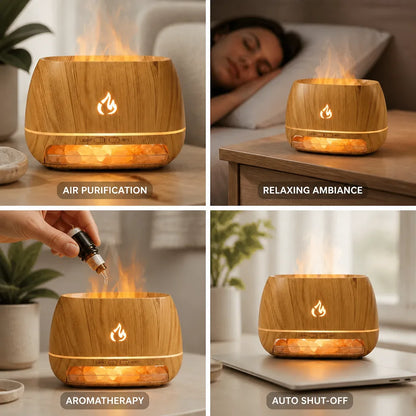 Aroma Diffuser Ultrasonic Humidifier & LED Flame 240ml