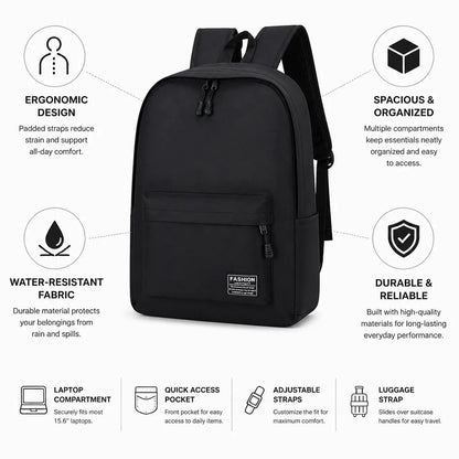 Backpack Ergonomic Padded Straps Water-Resistant Multiple Compartments
