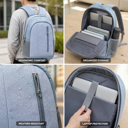 Backpack Ergonomic Shoulder Straps Laptop Slot Weather-Resistant Fabric