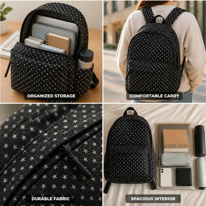 Backpack Star Pattern Spacious Interior & Ergonomic Straps
