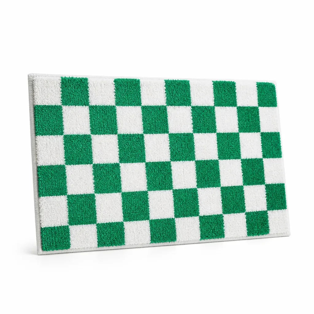 Bath Mat Checkered Absorbent Non-Slip Backing
