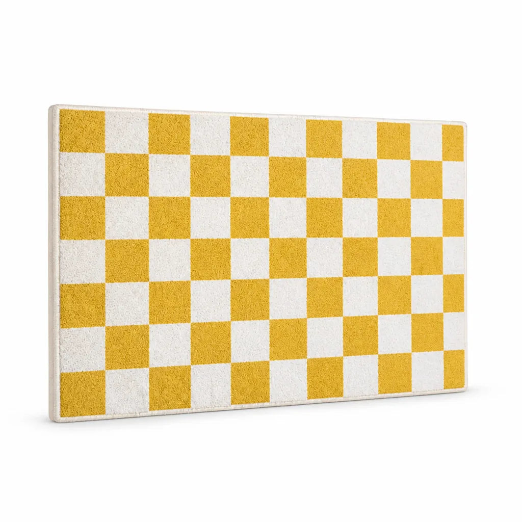 Bath Mat Checkered Absorbent Non-Slip Backing