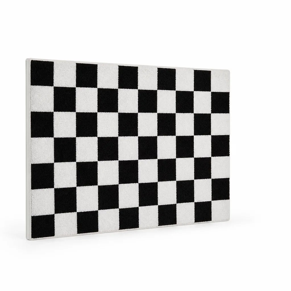 Bath Mat Checkered Absorbent Non-Slip Backing