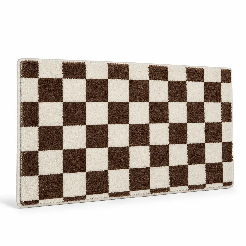 Bath Mat Checkered Absorbent Non-Slip Backing