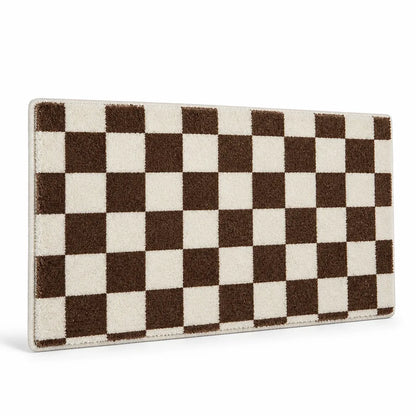 Bath Mat Checkered Absorbent Non-Slip Backing
