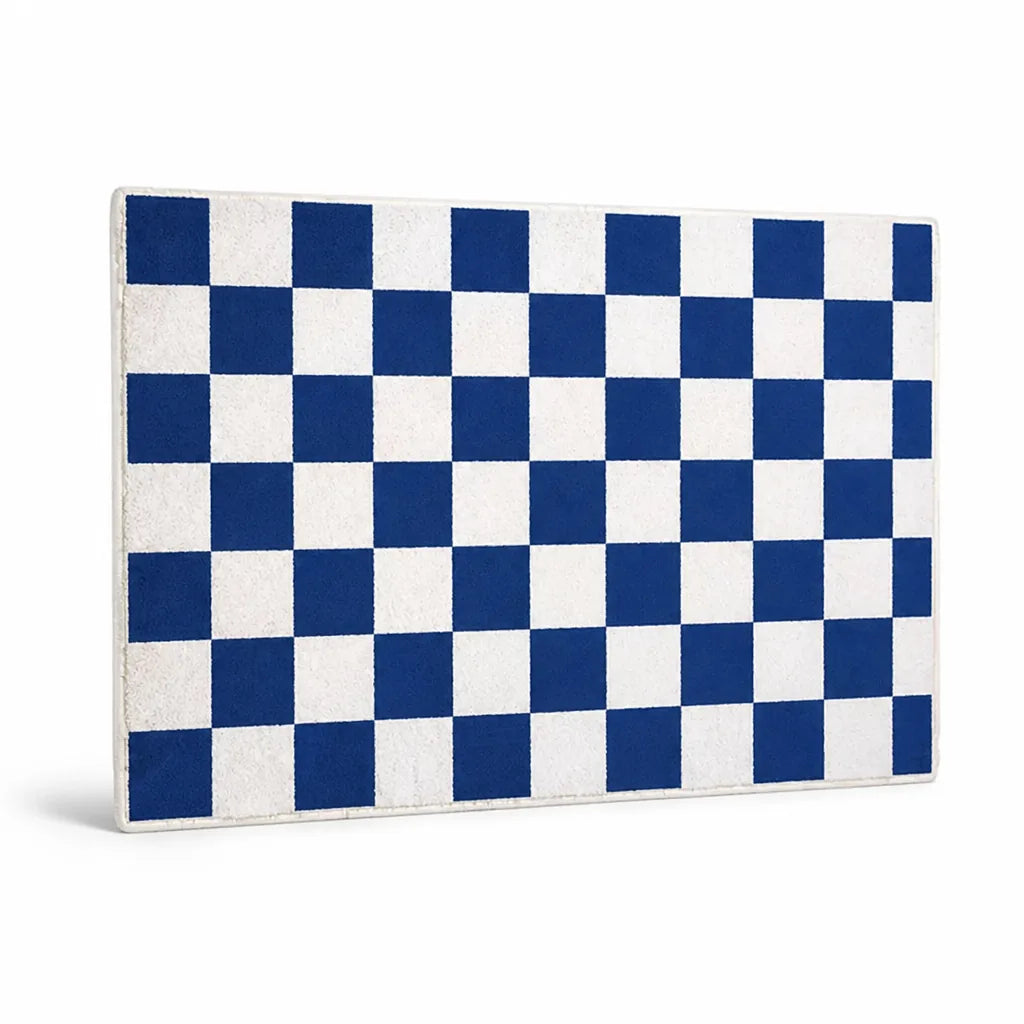 Bath Mat Checkered Absorbent Non-Slip Backing