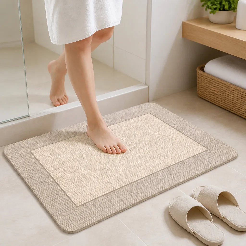 Bath Mat Geometric Design Non-Slip Backing & Machine Washable