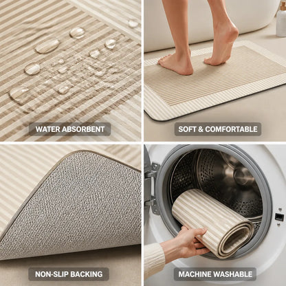 Bath Mat Geometric Design Non-Slip Backing & Machine Washable