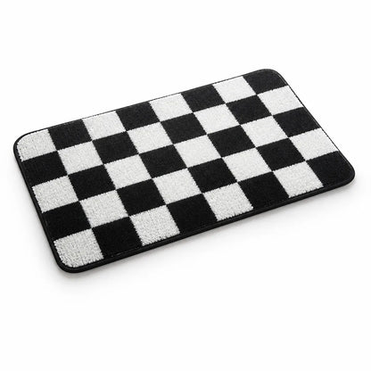 Bath Mat Plush Checkered Non-Slip & Machine Washable