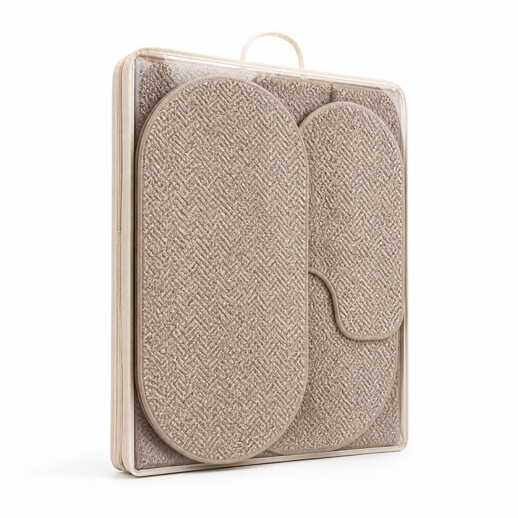 Bath Mat Set Textured Machine Washable & Quick Drying
