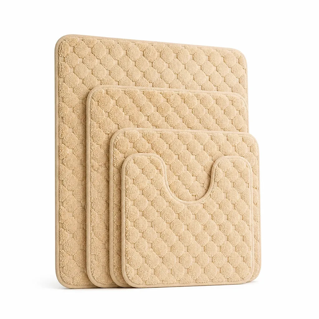 Bath Mat Set Textured Machine Washable & Quick Drying