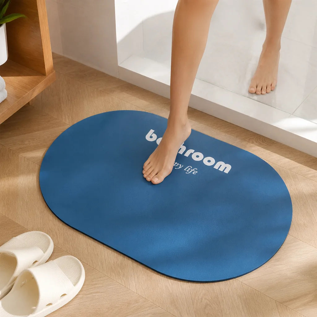 Bathroom Mat Soft Plush Oval Non-Slip Stain-Resistant