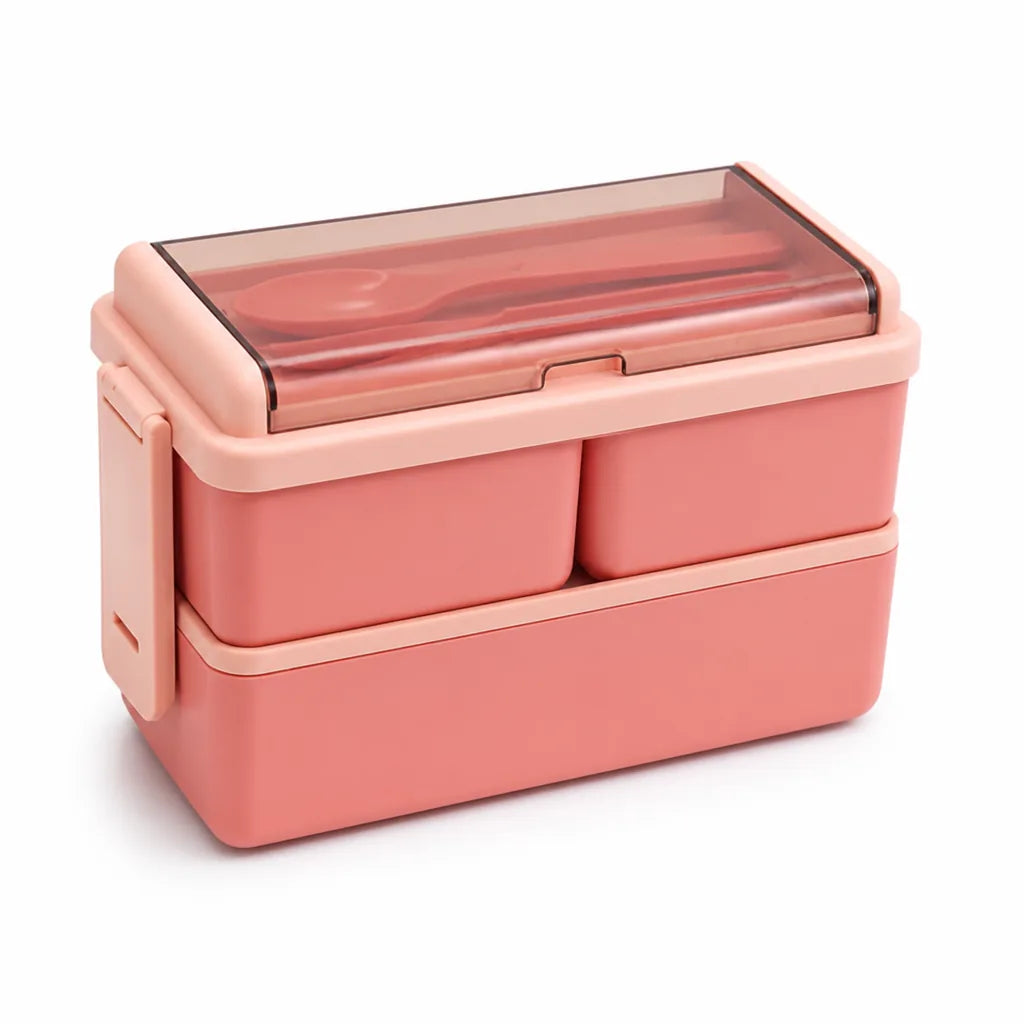 Bento Lunch Box Double-Layer Leak-Proof Built-In Cutlery
